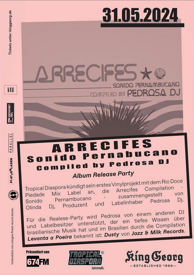 Album release party “Arrecifes, Sonido Pernambucano” by Pedrosa Dj 31/05/2024 @ 20:00 - 01/06/2024 @ 02:00 CEST | Free