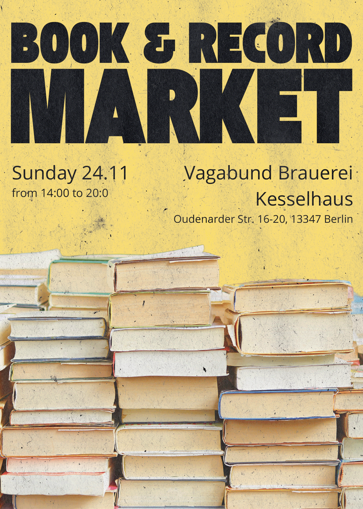 Book & Record Market at Vagabund Brauerei Berlin Wedding 24/11/2024 @ 15:00 - 22:00 CET