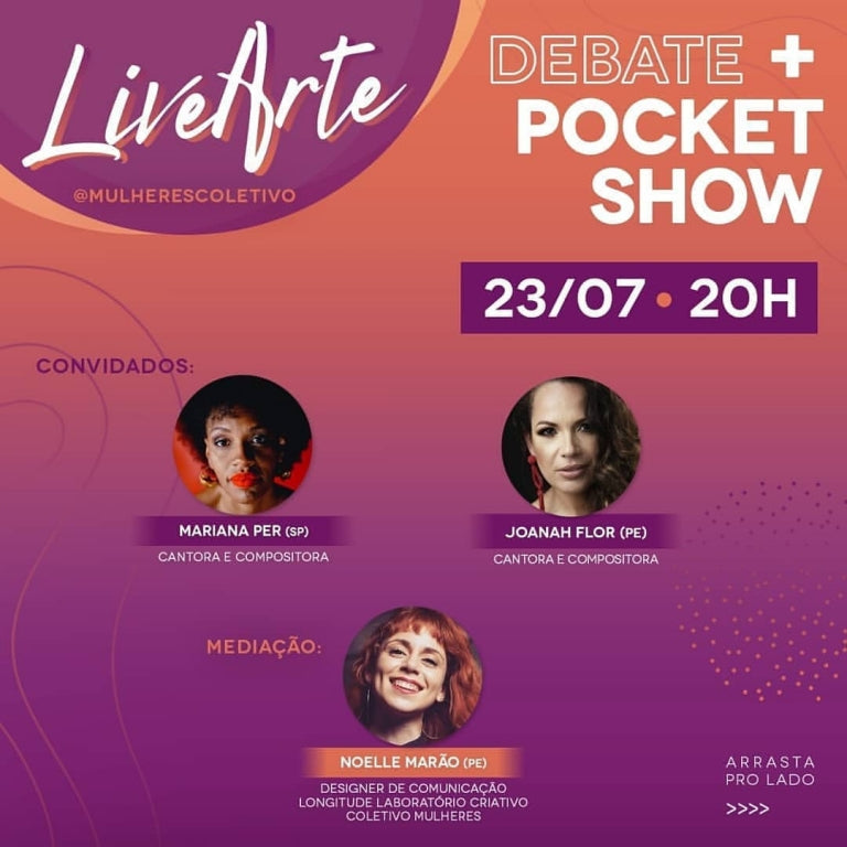 Coletivo Mulheres • Pocket Shows – Mariana Per (SP) e Joanah Flor (PE) 23/07/2020 @ 20:00 - 23:00 CEST | Free