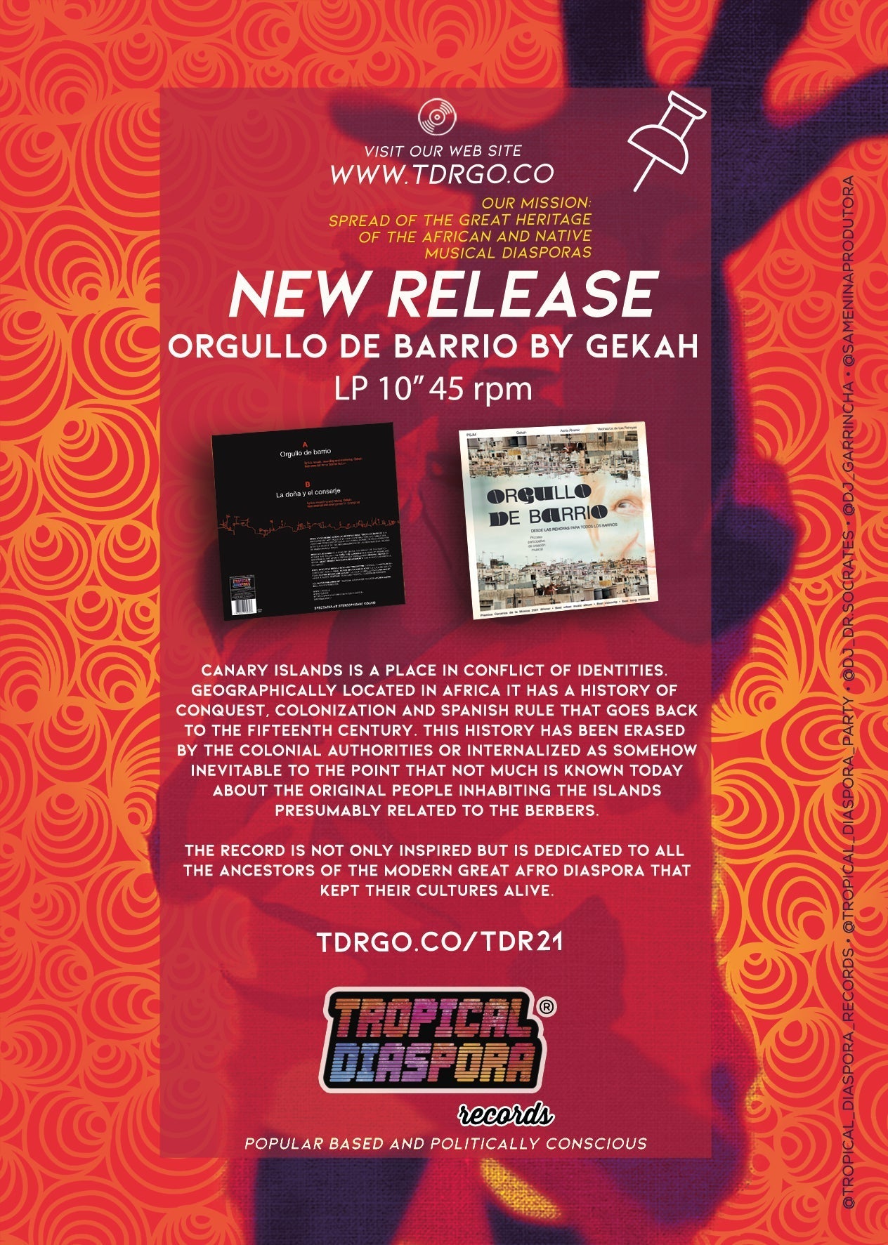 Berlin Jun 17 (TD®R): Global release of “Orgullo De Barrio” Live @ Oblomov Kreuzkoelln Berlin