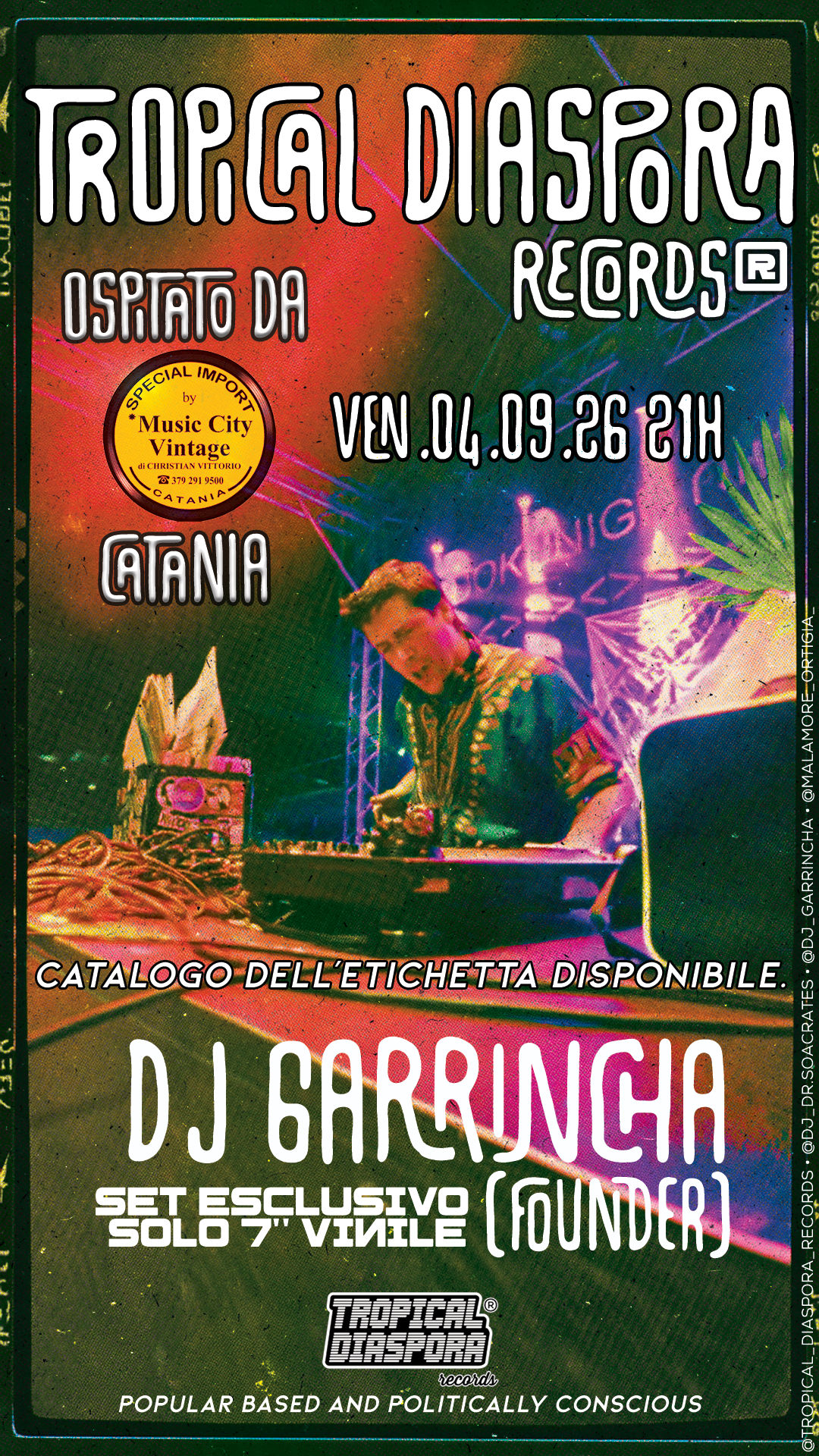 Catania, Sicily, Italy, 04.09.26 [TDR®]: TROPICAL DIASPORA RECORDS AT MUSIC CITY VINTAGE – CATANIA, Sicily, Italy