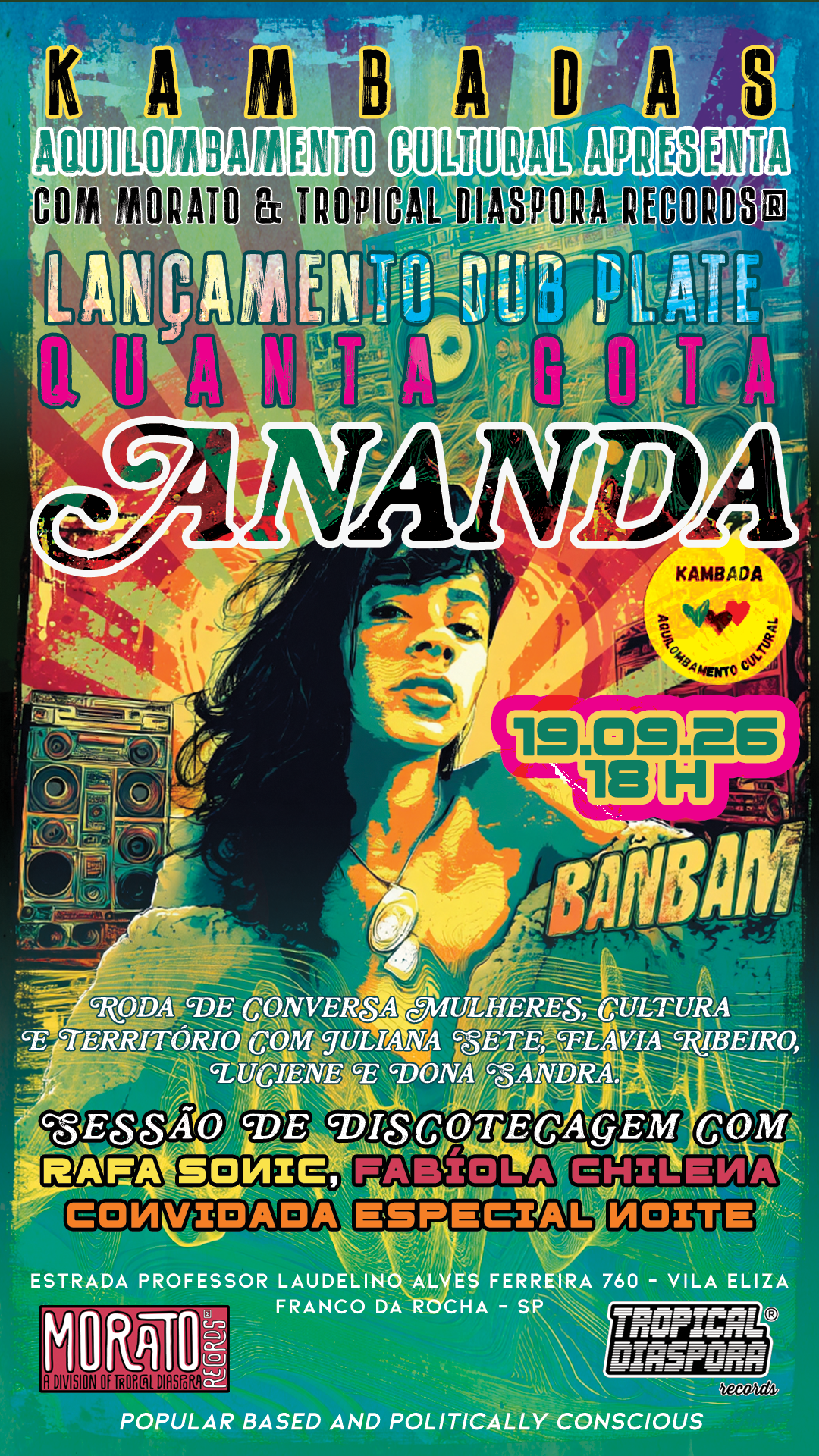 Franco Da Rocha, São Paulo, Brazil, 19.09.26 [TDR®]: Kambadas Aquilombamento Cultural , Morato Records e Tropical Diaspora Records apresentam🚀