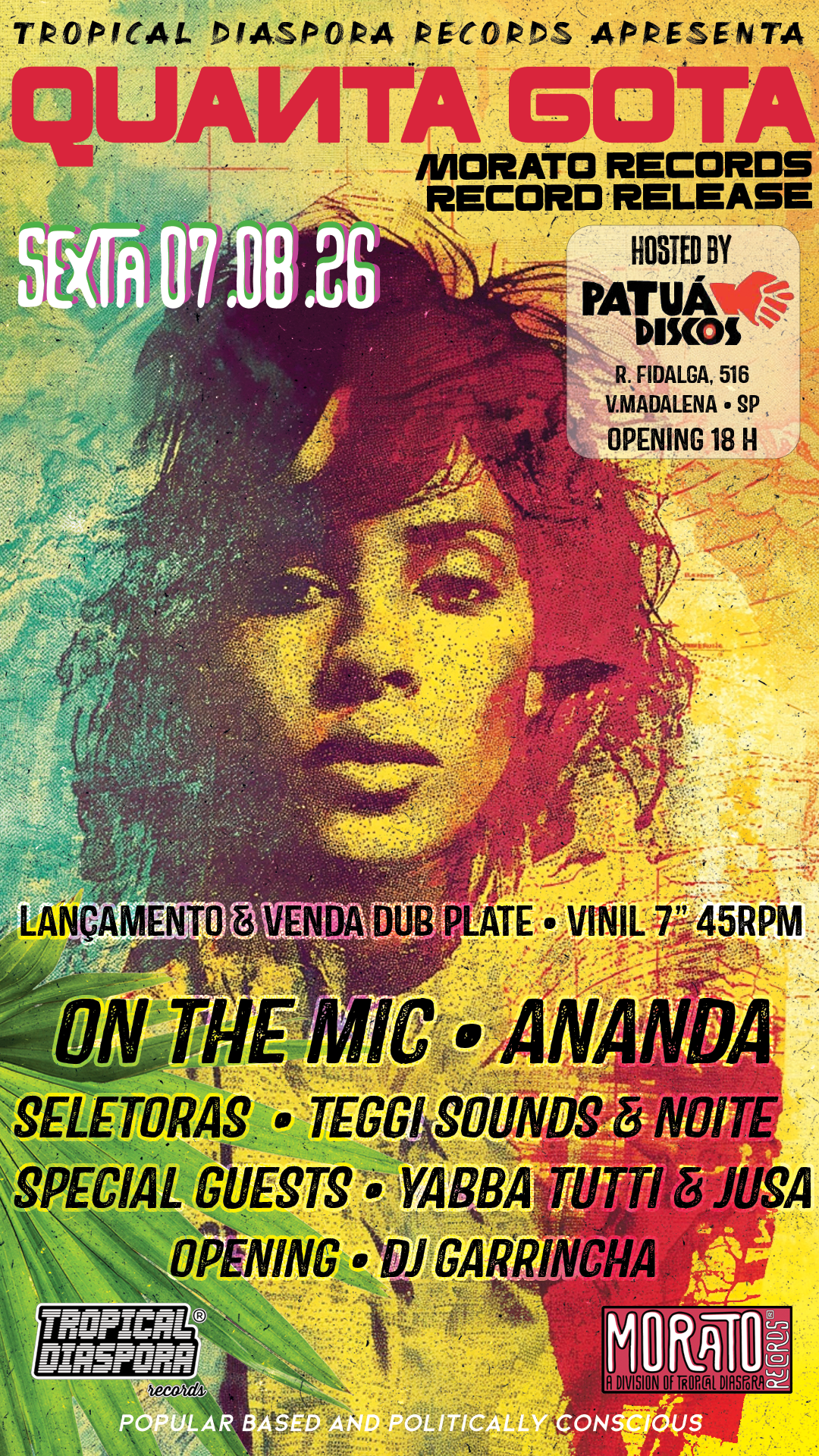 São Paulo, 07.08.26 [TDR®]: ANANDA Dub Plate Quanta Gota Record Release at Patuá Discos Vai na Fé