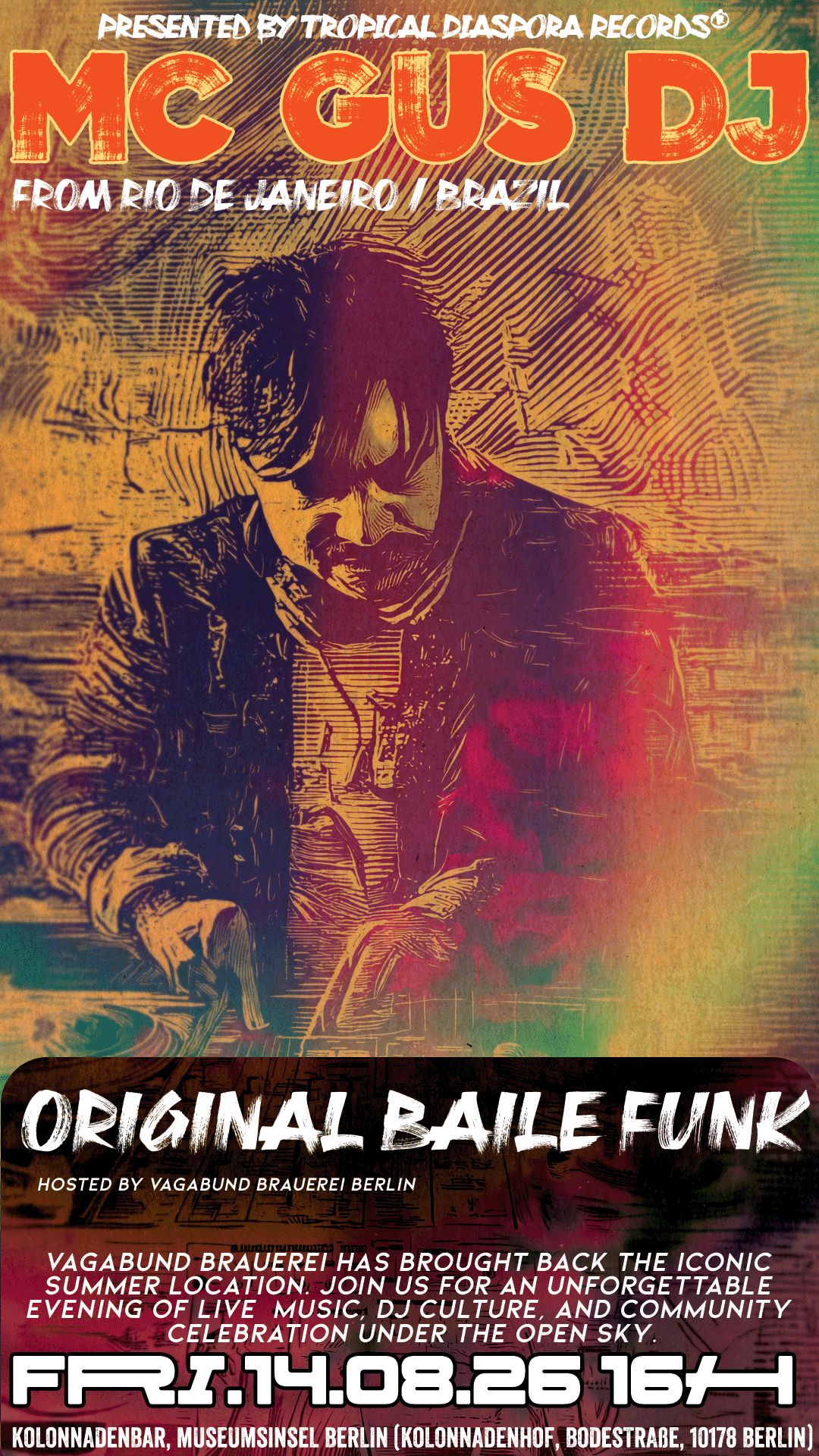 Berlin, 14.08.26 [TDR®]: Original Baile Funk Dj Set with MC Gus DJ from Rio de Janeiro • Vagabund Brauerei Summer Festival in Berlin August 14 @ 16:00 - 22:00 CEST