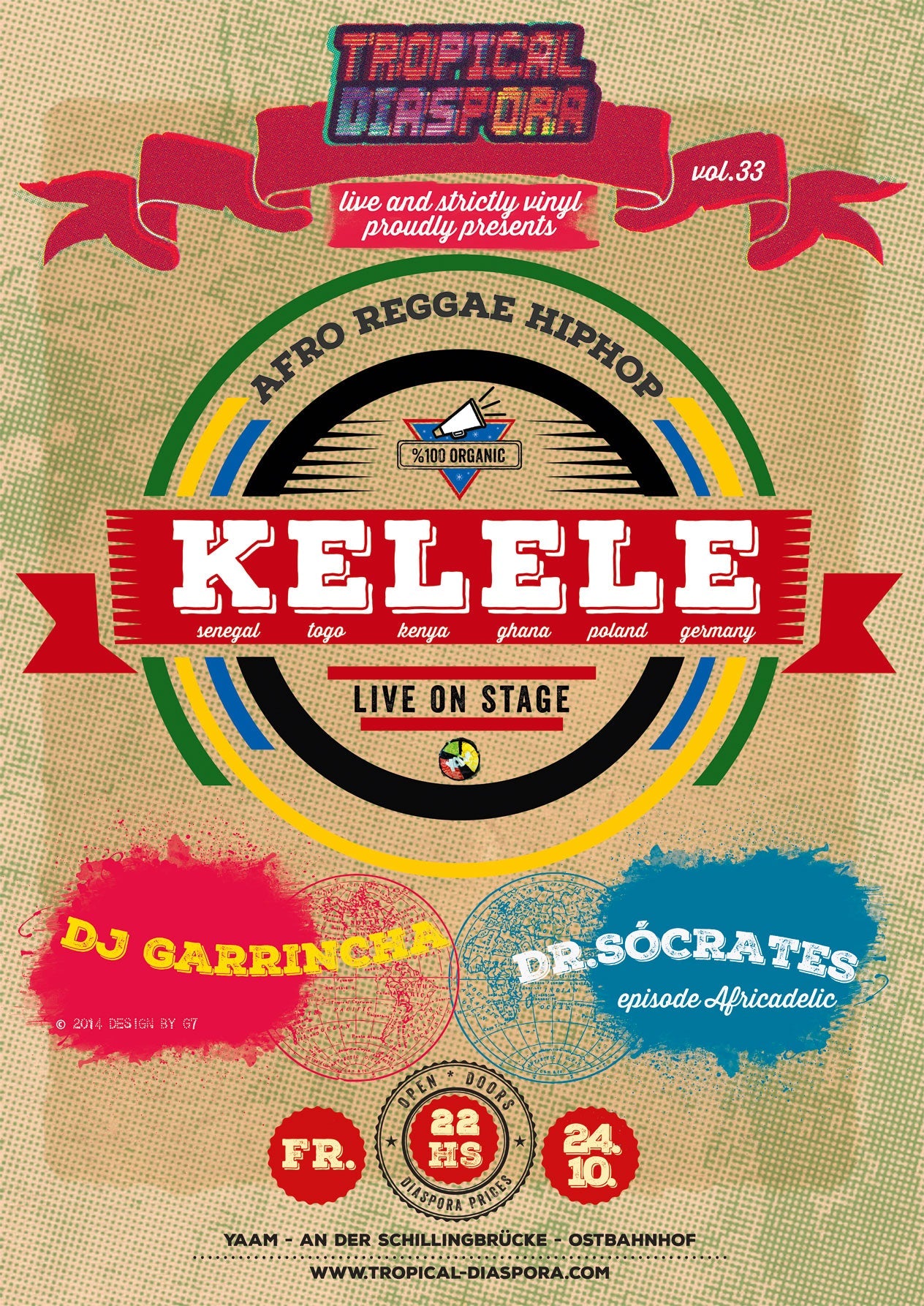 Tropical Diaspora® Party vol.33 episode Afrodelica Featuring KELELE • After Party Strictly Vinyl with Djs GArRinchA & Dr.Sócrates 24/10/2014 @ 22:00 CEST