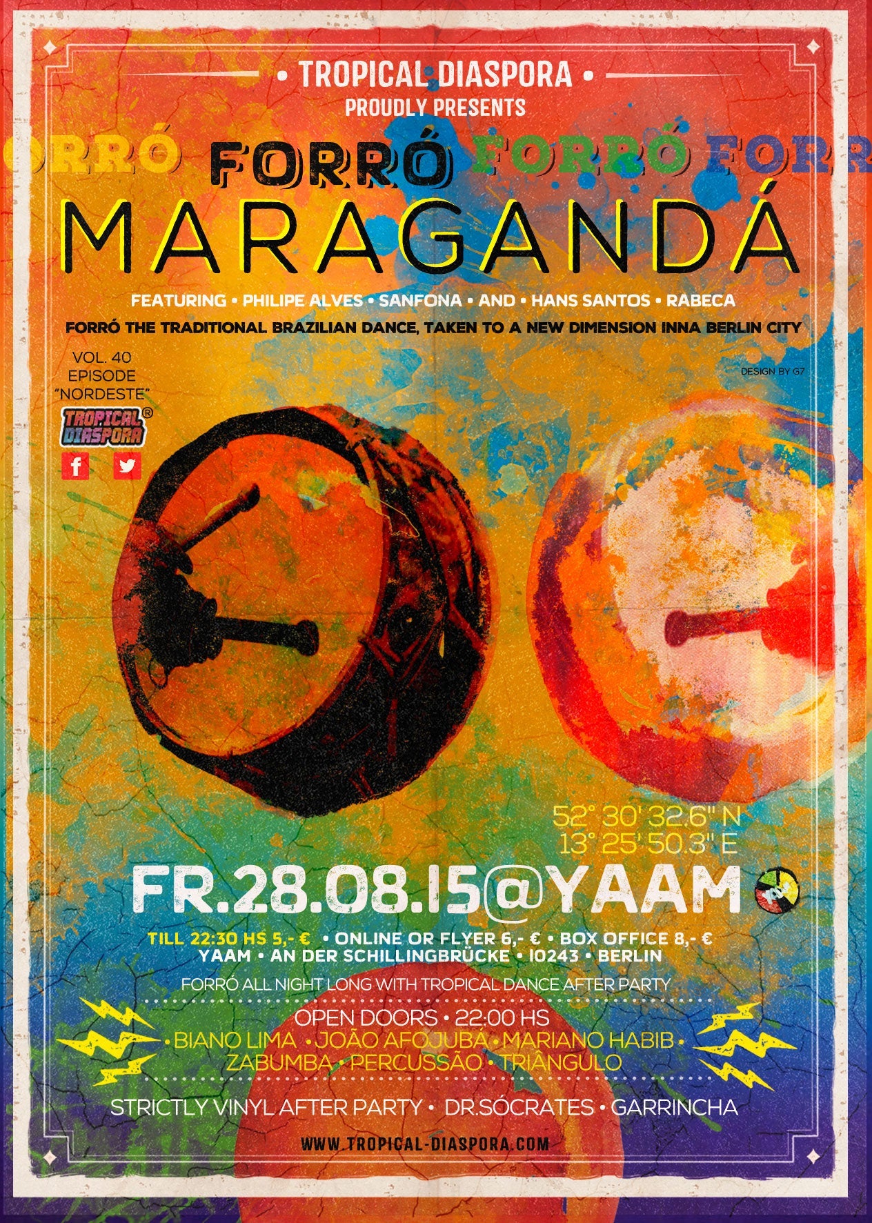 Tropical Diaspora® Party vol.40 Featuring Forró Maragandá (Brazil)• After Party Strictly Vinyl with Djs GArRinchA &  Dr.Sócrates  27/06/2015 @ 22:00 CEST