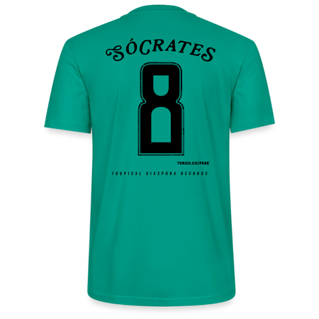 Sócrates #8 (Traditional Black Edition) White Jersey - blue-green
